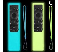 2 Pack Silicone Case for Samsung Smart TV Remote - Compatible with BN59-01385, BN59-01386, TM2280E, BN59-01391 - Protective Silicone Cover for 2022 Solar Cell Remote Control (Glow Green+Glow Blue)