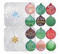 2 Pack Silicone Christmas Hanging Ball Decor Resin Epoxy Mold, Scented Wax Crystal Jewelry Casting Mould Xmas Party Ornament Snowflake Pendant Keychain Making Molds DIY Craft Handmade Gift