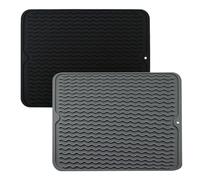 2 Pack Silicone Dish Drainer Mats, Countertop Water Catcher Mats, Drying Mats, Corrugated Dish Drainer Mats, Non-Slip Heat Insulation Mats, Water Cup Drying Mats