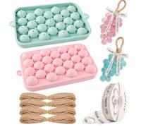 2 Pack Silicone DIY Soap Making Kit,Grape Soaps Silicone Molds with Jute Rope,Ribbon, Exquisite 25 Cavities Silicone Molds for DIY Homemade Craft(Without Soaps)