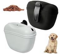 2 Pack Silicone Dog Treat Pouch, Training Treat Bag with Magnetic Closure, Portable Dog Reward Pouch for Outdoor Walks and Obedience Drills, 4 * 4 * 2 Inch Waist Clip Treat Carrier (Grey, Black)