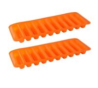 2 Pack Silicone Finger Biscuit Molds 10 Grids Popsicle and Ice Cube Tray, Easy Release Stick Shape Mold for Baking(Orange)