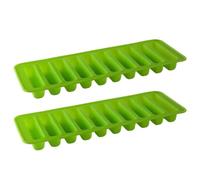 2 Pack Silicone Finger Biscuit Molds 10 Grids Popsicle and Ice Cube Tray, Easy Release Stick Shape Mold for Baking(Grn)