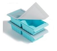 2 Pack Silicone Freezer Tray for Soup Ice Cubes,2-Cup Soup Freezer Molds with Lid for Meal Prep, Makes 8 1-Cup Soup Portion Freeze Trays for Storing 250mL/500mL Broth, Soup, Leftovers and Sauce