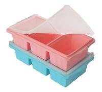 2 Pack Silicone Freezer Tray for Soup Ice Cubes, Soup Freezer Molds with Lid for Meal Prep, Makes 6 1-Cup Soup Portion Freeze Trays for Storing 250ml/125ml Broth, Food Grade BPA Free, Blue and Pink