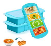 2 Pack Silicone Freezer Tray for Soup, Large Ice Cube Tray | Soup Portion Freezer Moulds with Lid, soup freezer containers, 4-Compartment ice cube trays silicone for Food, Broth