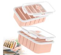 2 Pack Silicone Freezer Tray Reusable Food Freezers Molds with 6-Compartment Stackable Soup Freezer Container with Clear Lid for Storing Sauce Stew Food Leftover & Meal Prep(Pink)