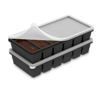 2 Pack Silicone Freezer Tray with Lid - 6/12 Cavity 100ml Large Soup Freezer Molds Stackable Food Storage Trays Reusable Portion Control Containers for Broth, Sauce, Meal Prep - Dishwasher Safe