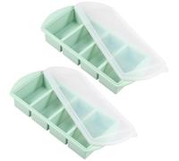 2 Pack Silicone Freezer Tray with Lid - Soup Freezer Container Molds - Large Ice Cube Tray Frozen Storage Food Soups & Meal Prep(2pcs 4 grids)