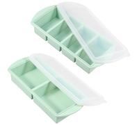 2 Pack Silicone Freezer Tray with Lid - Soup Freezer Container Molds - Large Ice Cube Tray Frozen Storage Food Soups & Meal Prep(2 grids + 4 grids)