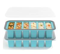 2 Pack Silicone Freezer Tray with Lid,Soup Portion Freezer Container Molds,Large Ice Cube Tray,Soup Portion Freeze Trays for Storing 150ml Broth,Leftovers & Sauce