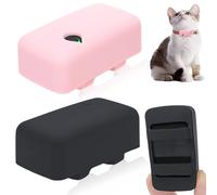 2 Pack Silicone Holder Compatible for Tractive cat Mini Tracker,Rubber Accessories Cover tag,Secure Sturdy GPS Finder Case for Dog Pet Collar (Black,Pink)