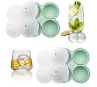 2 Pack Silicone Ice Cube Trays, 6 cm Round Ice Cubes, Flexible & Easy-Release, BPA-Free, Suitable for Whiskey, Cocktails, Coffee and Frozen Liquids (Green)
