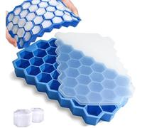 2 Pack Silicone Ice Cube Trays with Lid - 37 Grid Small Ice Cube Molds for Freezer Reusable BPA Free Easy-Release for Cocktail Whisky Coffee Dishwasher Safe