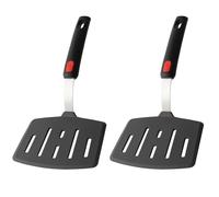 2 Pack Silicone Large Pancake Spatula Turner for Nonstick Cookware, Extra Wide Spatula for Cooking，Flexible Fish Turner, Slotted Spatulas for Eggs Omelette Flipping,Dishwasher Safe (2 Pack Black)