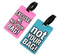 2 Pack Silicone Luggage Tags with Name ID Card, Flexible Travel Suitcase Name Tags with Adjustable Strap for Baggage, Handbags and Travel Bags