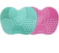 2 Pack Silicone Makeup Brush Cleaning Mats - Multi Textured Brush Cleaner Pads with Strong Suction Cups - Portable, Durable & Reusable Washing Tools for Deep Cleaning Cosmetic Brushes
