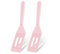 2 Pack Silicone Mini Brownie Serving Spatula, Nonstick Silicone Small Spatula,Heat-Resistant Cookie Spatula, Mini Slotted Serve Turner for Flip Egg in Small Frying Pan Batter Cookware (Macaron Pink)