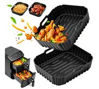 2 Pack Silicone Mould Airfryer for COSORI 8.6L Double Stack, Air Fryer Accessories for COSORI Turbo Tower Compact DC861, Reusable Non-Stick Baking Pan, Silicone Insert for Air Fryer, BPA-Free