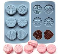 2 Pack Silicone Muffin Pan,Round &Heart Shape Cupcake Pans for Baking 6 Cavites Flower Macaron Waffle Silicone Baking Mold for Chocolate Candy Jello Desserts Making