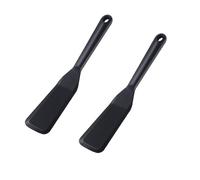 2 Pack Silicone Narrow Skinny Spatula Heat Resistant Non-Stick Silicone Cooking Spatula for Pancakes, Eggs, Burgers, and Egg Rolls (Black)
