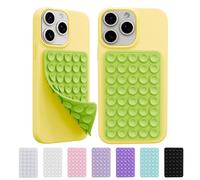 2 Pack Silicone Octo Cup Buddy Sticky Grip Holder for Cellphone, Silicone Suction Cup Phone Case Mount Double Sided, Hands-Free Phone Accessories Strong Grip Holder for Selfie and Video (Neon Green)