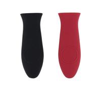 2-Pack Silicone Pan Handle Covers,Heat-Resistant & Non-Slip for Cast Iron Skillets, Metal Pans (Red + Black), Safe Grip for Cooking & Baking