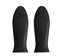 2 Pack Silicone Pan Handle Sleeve, Heat Resistant Cast Iron Skillet Handle Covers for Pots and Pans, Assist Handle Holder Grip for Kitchen Frying Griddles Cookware (Black)