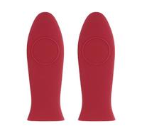 2 Pack Silicone Pan Handle Sleeve, Heat Resistant Cast Iron Skillet Handle Covers for Pots and Pans, Assist Handle Holder Grip for Kitchen Frying Griddles Cookware (Red)