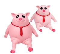 2 Pack Silicone Pig, Stress Pig Squishy Toy 9cm & 14cm, Cute Pink Stretchable Sensory Toy for Anxiety and Fun