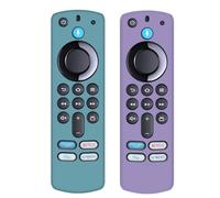(2 Pack) Silicone Protective Remote Cover for Fire Stick TV Alexa 3rd Gen | Silicone,Glow Turquois& Glow Violett, for Fire TV Stick 4K Alexa Voice Remote 3rd Gen