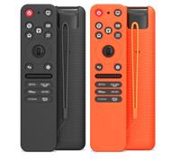 2-Pack Silicone Remote Case for LG MR25GA Remote(2025), Anti-Slip Shockproof Protective Cover for MR25GA Compatible with 2025 LG OLED Smart TV C5 B5 G5 M5 Series Remote w/Lanyard (Black+Orange)
