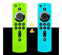 [2 Pack] Silicone Remote Cover Case (Glowing in The Dark), for 4K, 3rd Gen Shockproof Protective Silicone Case Lightweight Anti Slip Shockproof Remote Cover - Green and Blue