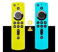 [2 Pack] Silicone Remote Cover Case (Glowing in The Dark), for 4K, 3rd Gen Shockproof Protective Silicone Case Lightweight Anti Slip Shockproof Remote Cover-Yellow and Blue