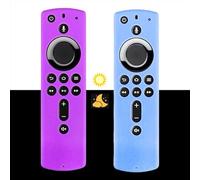 [2 Pack] Silicone Remote Cover Case (Glowing in The Dark), for 4K, 3rd Gen Shockproof Protective Silicone Case Lightweight Anti Slip Shockproof Remote Cover-Skyblue and Purple