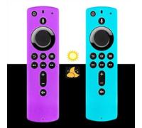 [2 Pack] Silicone Remote Cover Case (Glowing in The Dark), for 4K, 3rd Gen Shockproof Protective Silicone Case Lightweight Anti Slip Shockproof Remote Cover- Blue and Purple