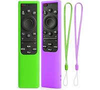 2 Pack Silicone Remote Cover for Samsung Smart TV Remote, Glow in The Dark Protective Case Compatible with BN59-01357 BN59-01385 BN59-01265A Remote, Anti-Slip Shockproof Sleeve(Glow Green&Glow Purple)