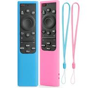 2 Pack Silicone Remote Cover for Samsung Smart TV Remote, Glow in The Dark Protective Case Compatible with BN59-01357 BN59-01385 BN59-01265A Remote, Anti-Slip Shockproof Sleeve (Glow Blue&Glow Pink)