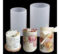 2 Pack Silicone Resin Flower & Candle Mold - Round & 3D Cylinder Molds for Handmade Candles & Soap