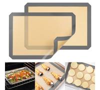 2 Pack Silicone Reusable Baking Mat, Cookie Sheets for Baking, Non-Stick - Food grade,Oven Baking Sheet for Making Bread,Cookies,Macaroons (grey 30 * 20cm)