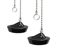 2 Pack Silicone Sink Bath Plug with Chain, 450mm Stainless Steel Ball Chain Hook for Kitchen Bath Sink Drain Stopper Plug (1 3/4 Inch, Drain Plug Size Between 42 to 45.5 mm)