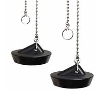 2 Pack Silicone Sink Bath Plug with Chain, 450mm Stainless Steel Ball Chain Hook for Kitchen Bath Sink Drain Stopper Plug (1 3/4 Inch, Drain Plug Size Between 42 to 45.5 mm)