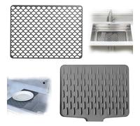 2 Pack Silicone Sink Drainer Mat, Reusable Dish Drainer Mat, Heat Resistant Anti-Slip Shock Absorption Mats, Draining Board for Kitchen Drying, Protector for Bottom of Kitchen Counter