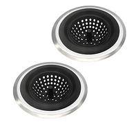 2-Pack Silicone Sink Strainer & Stopper, 4.5" Universal Kitchen Drain Cover, Flexible Food Catcher with Non-Slip Rim, Clog Prevention for Most Sinks