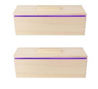 2 Pack Silicone Soap Mold with Lid, Soap Loaf Mold with Wooden Box Rectangle DIY Handmade Loaf Mold DIY Tool for Soap Making Candle Cake Pudding Chocolates