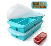 2 Pack Silicone Soup Freezer Container with Lid, Extra Large Ice Cube Tray | A Four-Compartment Container Suitable for Storing Frozen Soups, Stocks, Sauces and Ice Cubes