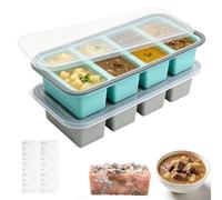 2 Pack Silicone Soup Freezer Containers with Lid, Soup Portion Freezer Moulds, 1 Cup/250 mL, 4-Compartment, Makes 8 1-Cup Soup Portion Freeze Trays for Meal Prep, Soup, Sauce