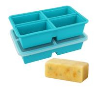 2 Pack Silicone Soup Freezer Tray with Lid, Silicone Freezer Moulds,Soup Freezer Containers,Container for Storing and Freezing Soup,Broth,Sauce and Ice,Large 4-Compartment Freezer Container, Blue