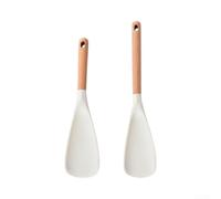 2-Pack Silicone Spatula Set with Wood Handle, 29cm and 34cm(white) | Heat-Resistant Non-Stick Cooking Utensils for Rice, Stirring and Frying, Flexible Kitchen Tools for Non-Stick Cookware