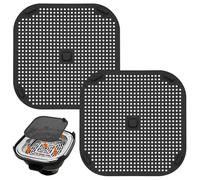 2 Pack Silicone Splash Guard for Ninja FN101 Airfryer, Reusable Heat Resistant Oil Splatter Mat with Secure Lock Tabs & Easy-Lift Handle, Ninja Crispi Air Fryer Protector Accessory